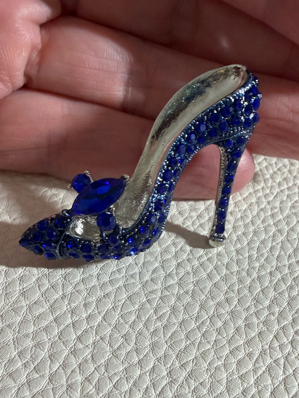 Blue Crystal Embellished Women’s High Heel Brooch